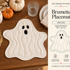Ghost Placemat Sewing Pattern PDF | Quilted Halloween Table Mat | Spooky Table Decor | One Size 43x37 cm | Brumette