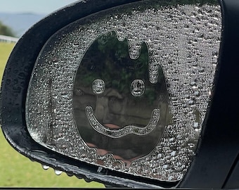 Melting Smiley Mirror Sticker | 2pcs | Anti Rain Anti Fog | Window Peeker | Side Mirror Sticker | Car Accessories | JDM | Sunny | Summer
