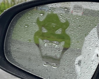 Spiky Monster Retro Game Mirror Sticker: Car Peeker Decal (2pcs)