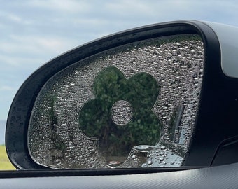 Daisy Flower Power Mirror Sticker: Car Peeker Decal (2pcs)