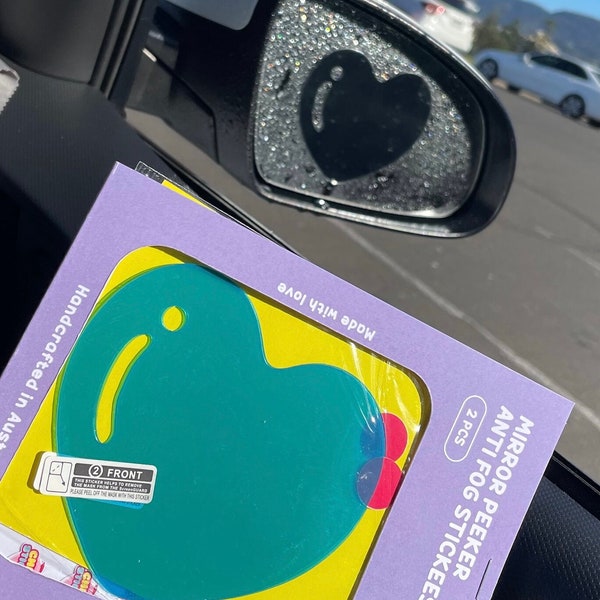 Kawaii Heart Mirror Sticker: Car Peeker Decal (2pcs)