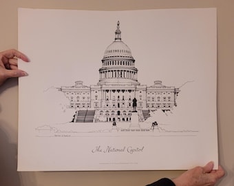 PRINT of US Capitol large 22" x 18" ready to frame