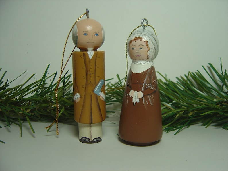 JOHN Adams and/or ABIGAIL Adams Ornaments, hand painted on wood in USA image 1