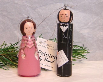 Abraham LINCOLN Ornament and/or Mary Todd Lincoln Ornament, handpainted on wood