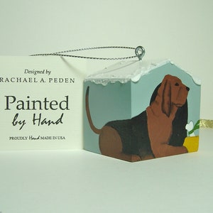 BLOODHOUND Doghouse Ornament Hand painted on wood