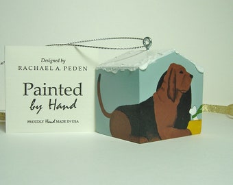 BLOODHOUND Doghouse Ornament Hand painted on wood