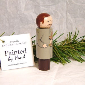 Theodore TEDDY Roosevelt Ornament, hand painted on wood in USA image 3