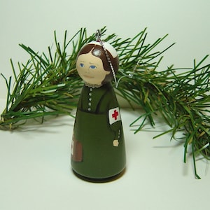 CLARA BARTON, founder of American Red Cross, Ornament, hand painted in USA