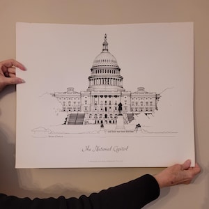 PRINT of US Capitol large 22&quot; x 18&quot; ready to frame