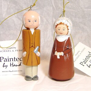 JOHN Adams and/or ABIGAIL Adams Ornaments, hand painted on wood in USA image 6
