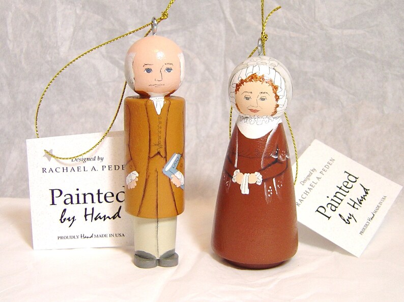 JOHN Adams and/or ABIGAIL Adams Ornaments, hand painted on wood in USA image 6