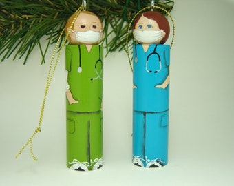 SCRUBS Ornaments Hand Painted Nurse, Surgeon, Health Care Professional