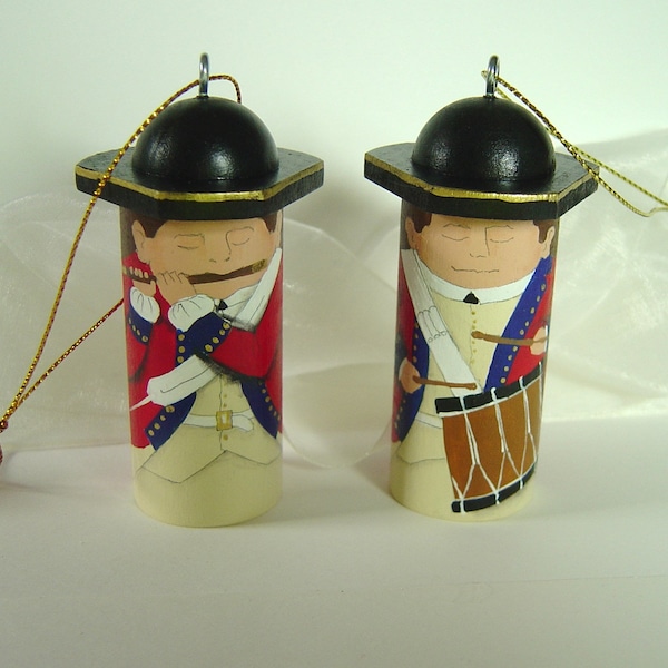 Colonial FIFER and/or DRUMMER Ornament,  Hand Painted on wood