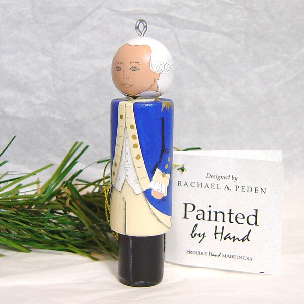 LAFAYETTE peg doll Ornament hand painted on wood in US