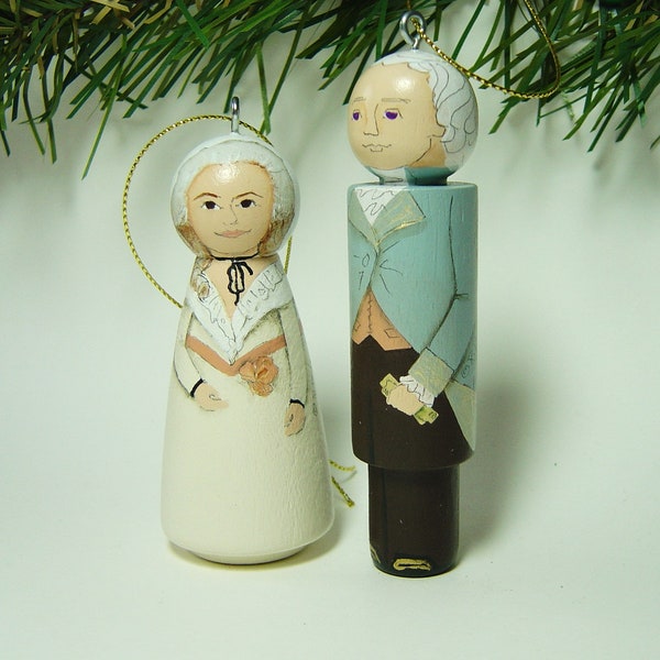 Alexander and/or Eliza HAMILTON Ornament hand painted on wood, sold individually