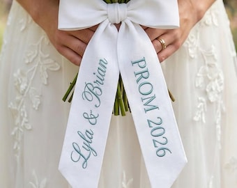 Personalized Prom Couple Bouquet Sash, Custom Name Couple Decoration, Gift for Her