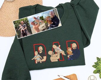 Besticktes Dad Sweatshirt, Kid Portrait Hoodie, Vatertagsgeschenk
