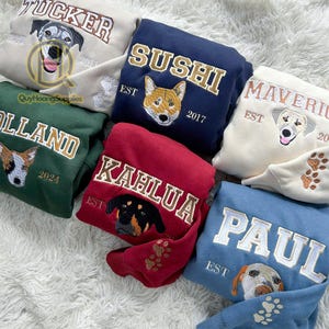 Personalized Dog Face  Embroidered Sweatshirt, Embroidered Custom Cat Hoodie for Pet Lovers, Unique Gift for Moms