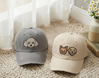 Custom Embroidered Pet Photo Hat, Personalized Dog Baseball Cap