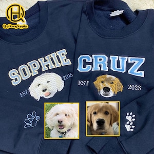 Sudadera personalizada con el rostro y el nombre de tu mascota, camiseta bordada para mascotas, sudadera bordada personalizada para mascotas, sudadera con capucha bordada personalizada para mascotas
