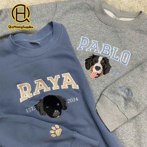 Personalized Multi-Pet Embroidered Sweatshirt , Pet Embroidered shirt, Custom Pet Embroidered Sweatshirt, Custom Embroidered Pet Hoodie