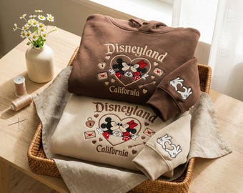 Embroidered Couple Sweatshirt, Vintage Est 1955 Sweatshirt, Mouse Couple Cartoon Sweatshirt, Valentine Day Gift