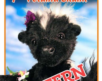 Skunk naaipatroon, Mohair Skunk PDF, DIY Skunk patroon, teddybeer patroon, Skunk Plushie, DIY knuffeldier, bos