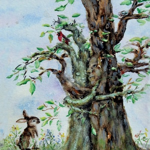 Watercolor Forest Hug, Romantic Gift, Whimsical Tree, Tree Painting, Woodland Romance, Watercolor Scene, Tree Love, Romance, Tree Embrace