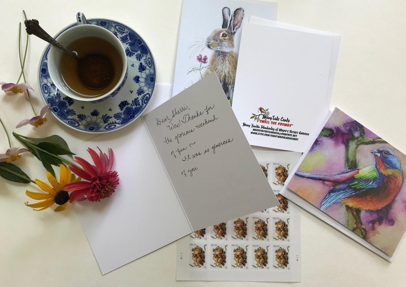 5 Bunny Rabbit Cards, 5 Woodland Cards, Rabbit Art Card Set, Watercolor ...