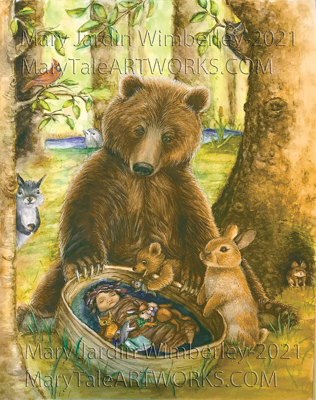Watercolor Bear, Bear Guardian, Totem Bear Guide, Woodland Art