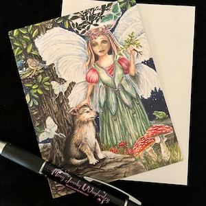 5 Fairy Cards, Ragged Angel Card, Night time Fairy, Wolf Cub Card, Luna Moth Card, Fairyland Friends, Fairy Child, Mushroom Card