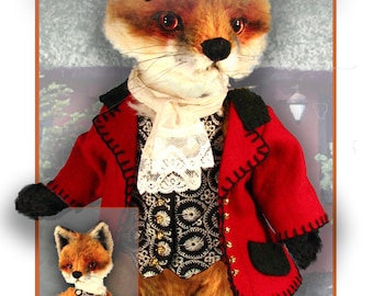 Fox Jacket Pattern,  PDF Riding Jacket, Vest, Stock, Teddy Bear Clothes, Doll Clothes Pattern, Plush Animal clothes, Fox Clothing