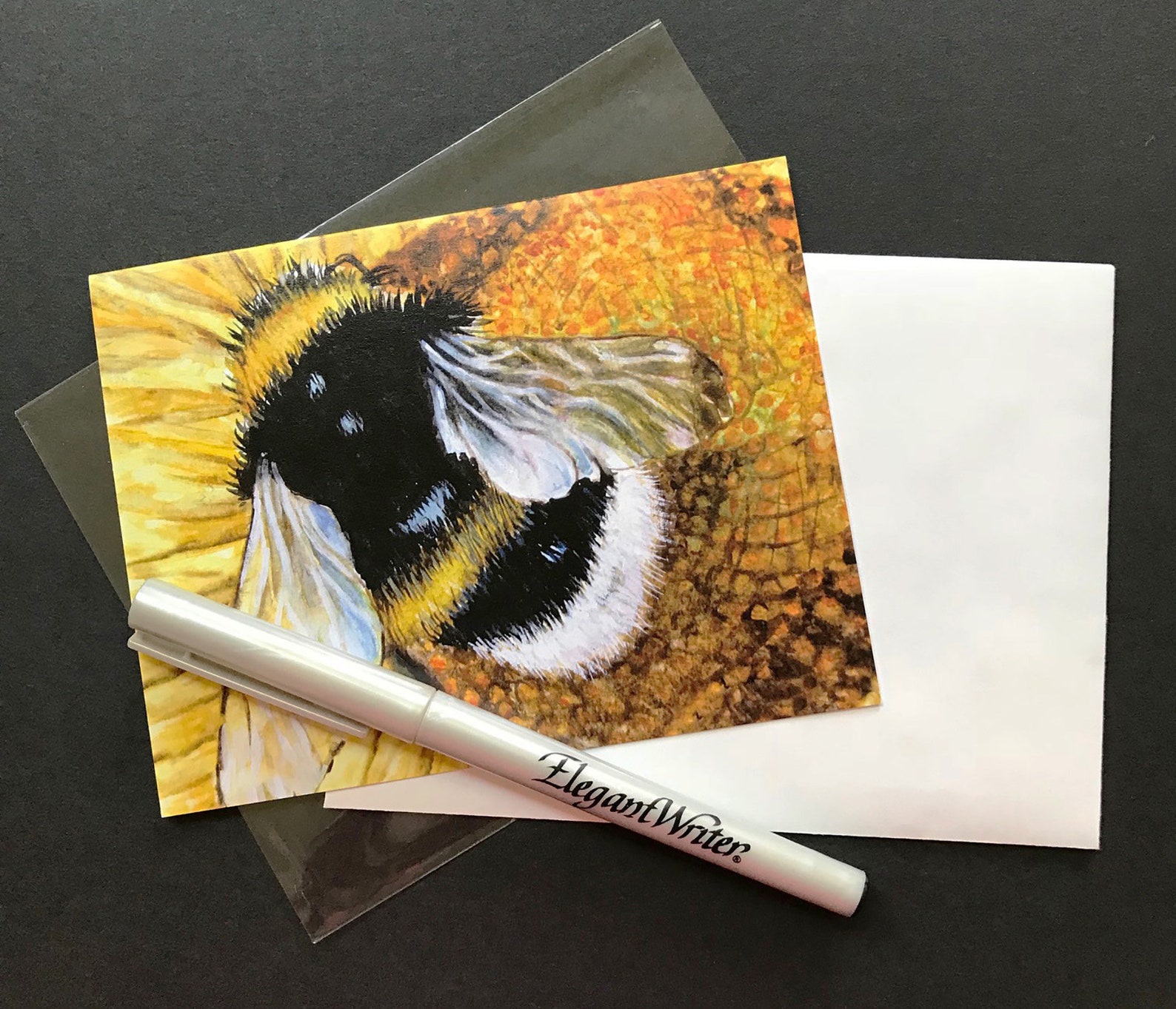 5 Bumble Bee Cards 5 Bee Note Cards Bumble Bee Card Set Etsy
