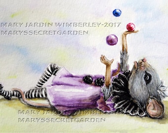 Storyboook Painting, Watercolor Mouse, Mouse Illustration, Woodland Animal Art, Watercolor Animal Print, Picturebook Mouse, Nursery Decor