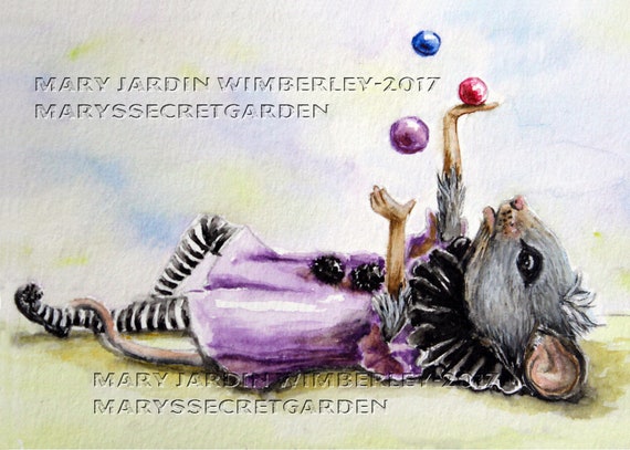 Storyboook Painting, Watercolor Mouse, Mouse Illustration, Woodland Animal Art, Watercolor Animal Print, Picturebook Mouse, Nursery Decor