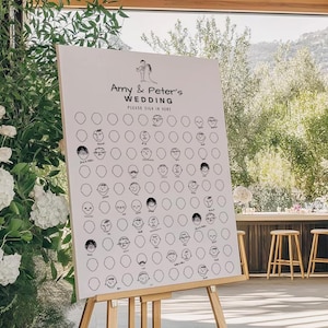 Wedding Guest Book Alternative, New Guest Book Idea, Unique Guest Book Sign, Interactive Fun, Guests Portrait, Drawing Their Faces, Template