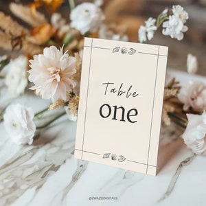 Boho Beach Wedding Table Number Template, Coastal Editable Table Numbers Printable, Reception Table Number Sign Wedding Signage