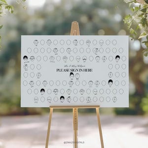 Wedding Guest Book Alternative, New Guest Book Idea, Unique Guest Book Sign, Interactive Fun, Guest Sign in by Drawing Their Faces, Template