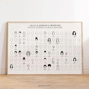 Wedding Guest Book Alternative, Template, New Guest Book Idea, Unique Guest Book Sign, Interactive Fun, Drawing Their Faces, 60-250 Guests