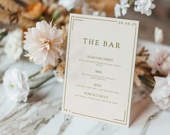 Bold Retro Wedding Bar Sign Template, Colorful Vintage Design, Minimal Wedding Signage, Cocktail, Drinks Menu, Canva Digital Download