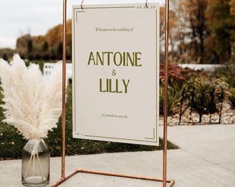 Retro Hochzeit Willkommen Schild Vorlage, buntes modernes Design, Canva, lebendige Beschilderung, Hochzeit, digitaler Download