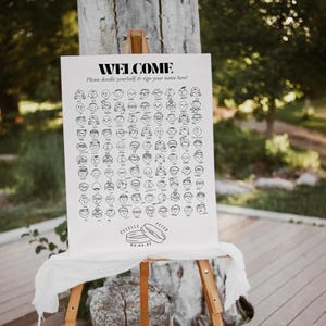 Unique Wedding Guest Book Alternative, Draw Your Face, Interactive Keepsake, Wedding Guest Book Alternative, Doodle Portrait, Template