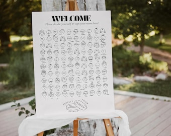 Unique Wedding Guest Book Alternative, Draw Your Face, Interactive Keepsake, Wedding Guest Book Alternative, Doodle Portrait, Template