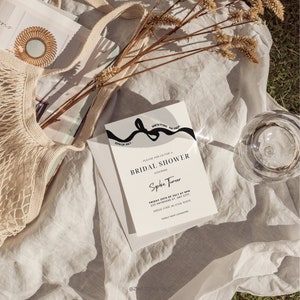 Bow Ribbon Bridal Shower Invitation Template (Digital Editable)