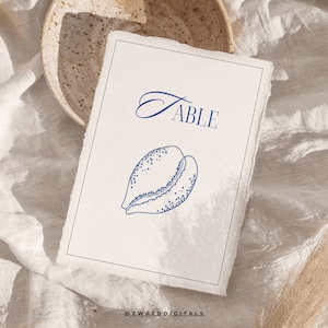 Beach Wedding Table Number Template, Reception Table Numbers, Wedding Seating Chart Cards, Seashell Printable Table Numbers, Table Signs
