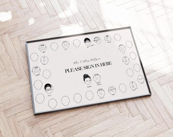 Wedding Guest Book With Faces, Unique Guestbook Sign Alternative, Draw Your Face, Funny Interactive, Sketch & Doodle Sign in, Canva Template