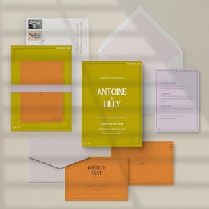 Retro Hochzeitseinladung, Einzigartige Hochzeit einladen, Helle Bunte Hochzeitseinladungen, Wunderlich, QR Code, Matching Set, Canva