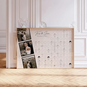 Wedding Guest Book Alternative, New GuestBook Idea, Unique Guest Book Sign, Interactive Fun, Guests Faces, Photograph, Hand drawn, Template