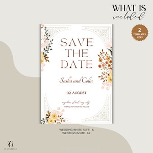Art Deco Save the Date Template Nouveau Art Wedding Vintage