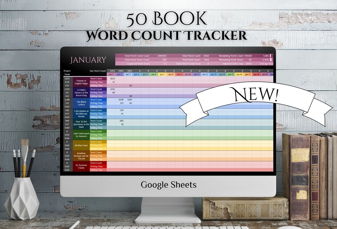 50 Book Word Count Tracker for Rapid Release Authors Etsy
